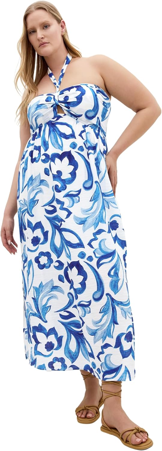 City Chic Plus Size Dress - Peta Serene Print Maxi
