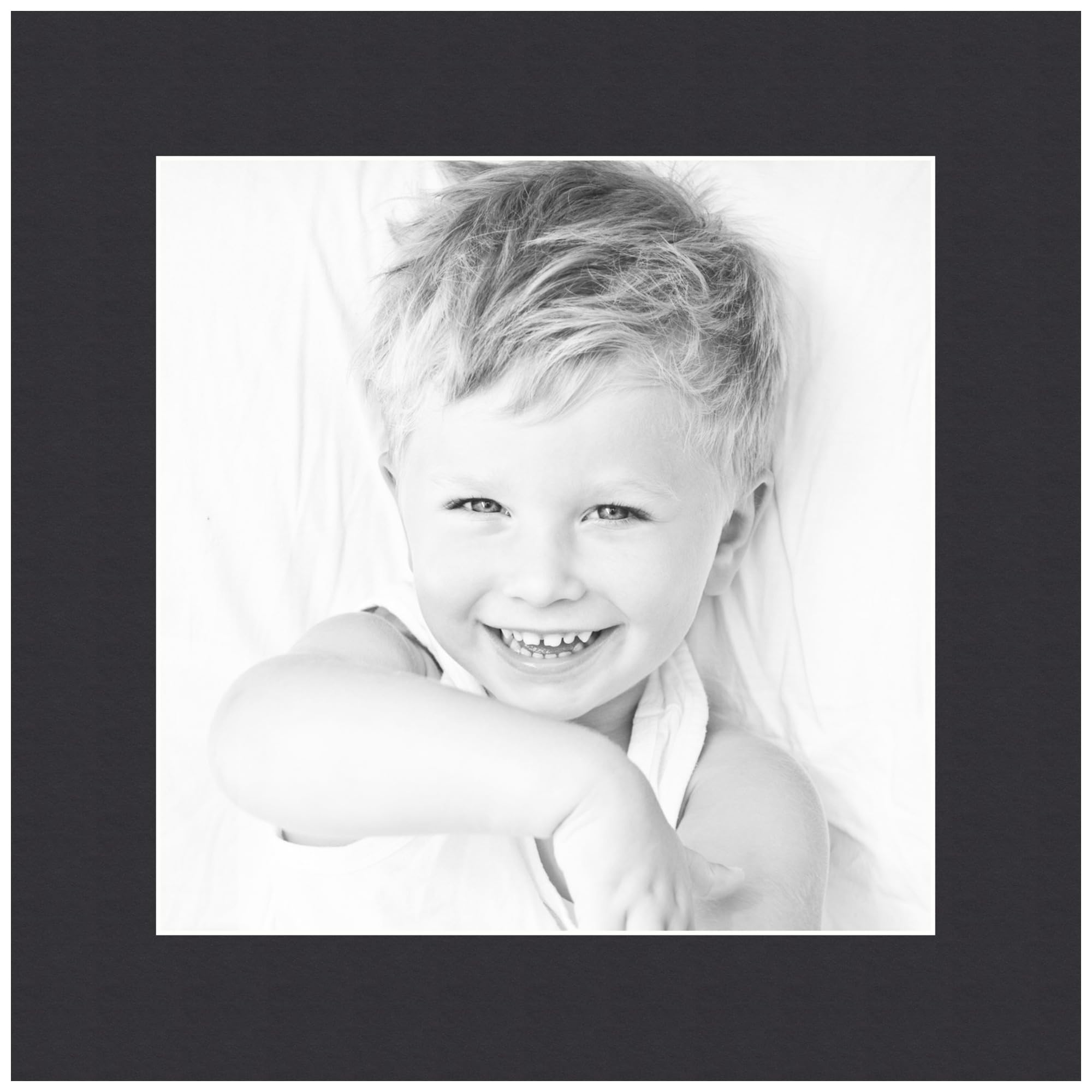 9x9 Smooth Black/Black Custom Mat for Picture Frame with 5x5 Opening Size (Mat Only, Frame NOT Included) - 6 Pack