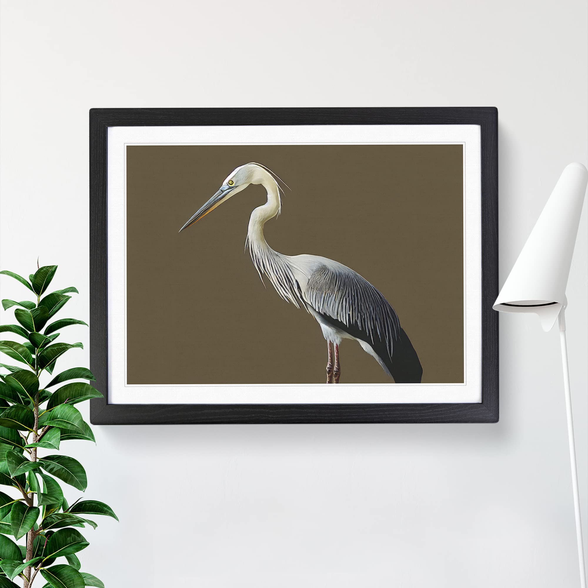 A Head Turning Heron Bird Framed Print, Black, A3 (46 x 34 cm) - Image 3