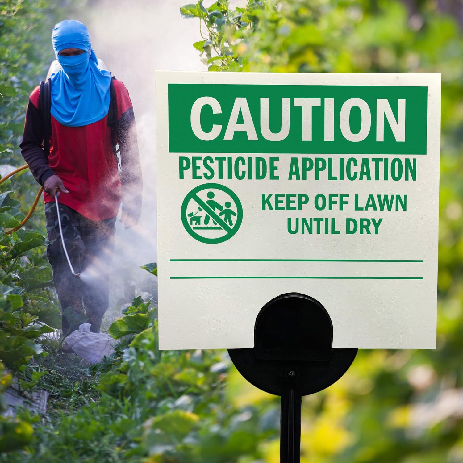 SmartSign (20-Pack) Caution Pesticide Application Keep Off Until Dry Yard Sign with Stake, Write-On, 16 mil Thick HDPE Plastic, Green/White, 4"x4" Sign with 16" Stake Kit, Tearproof, Made in USA - Image 4