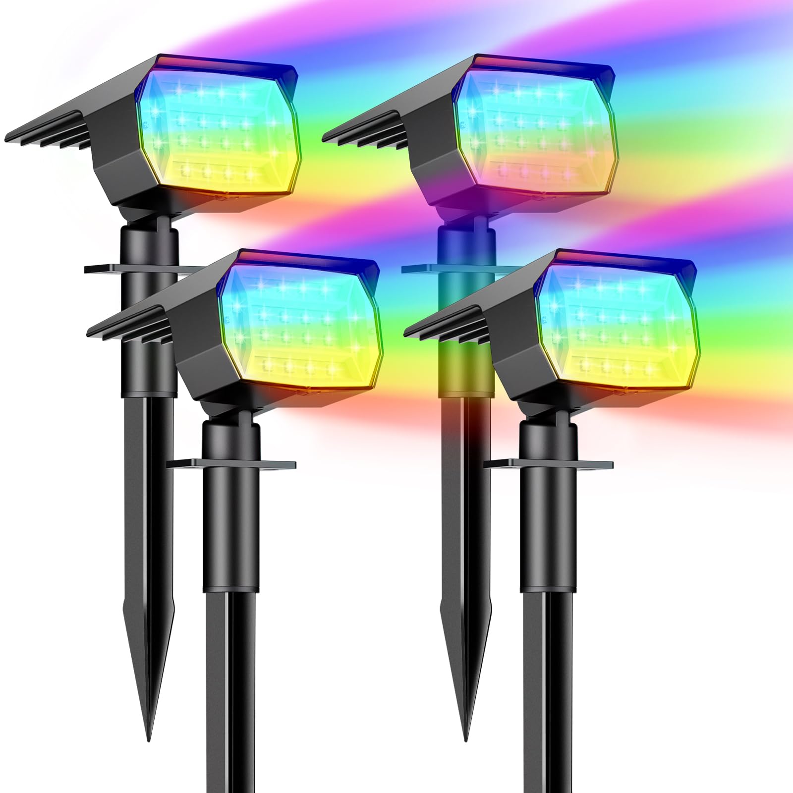 btfarm 4 Pack Solar Lights Outdoor Garden, 72 LED Solar Spot Lights 3 Modes IP65 Waterproof Garden Uplighters Solar Powered