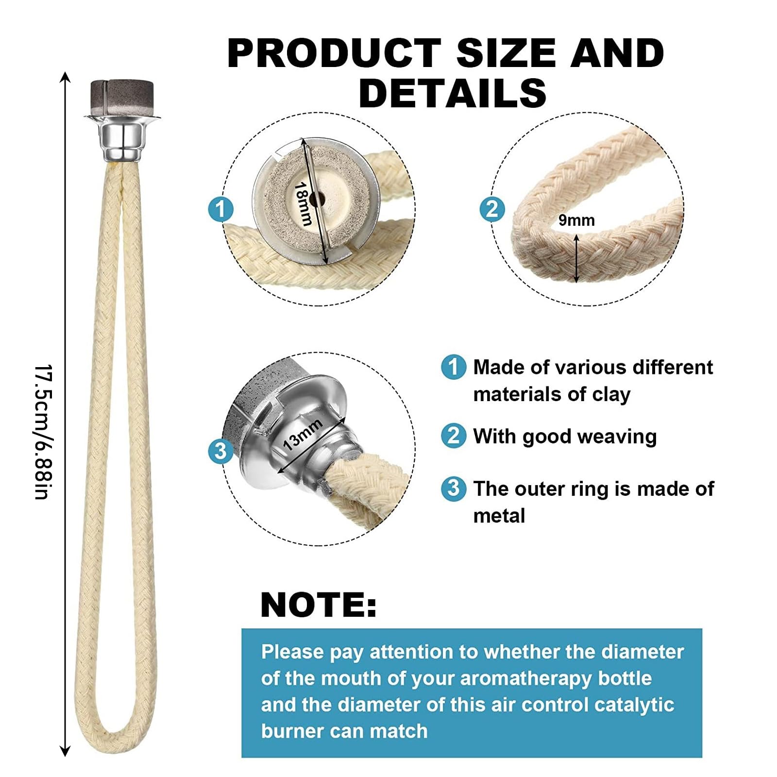2 Mèches De Remplacement Pour Lampe à Huile - 18 Cm Argent - Pour Diffuseur D'aromathérapie Catalytique - Contrôle D'air