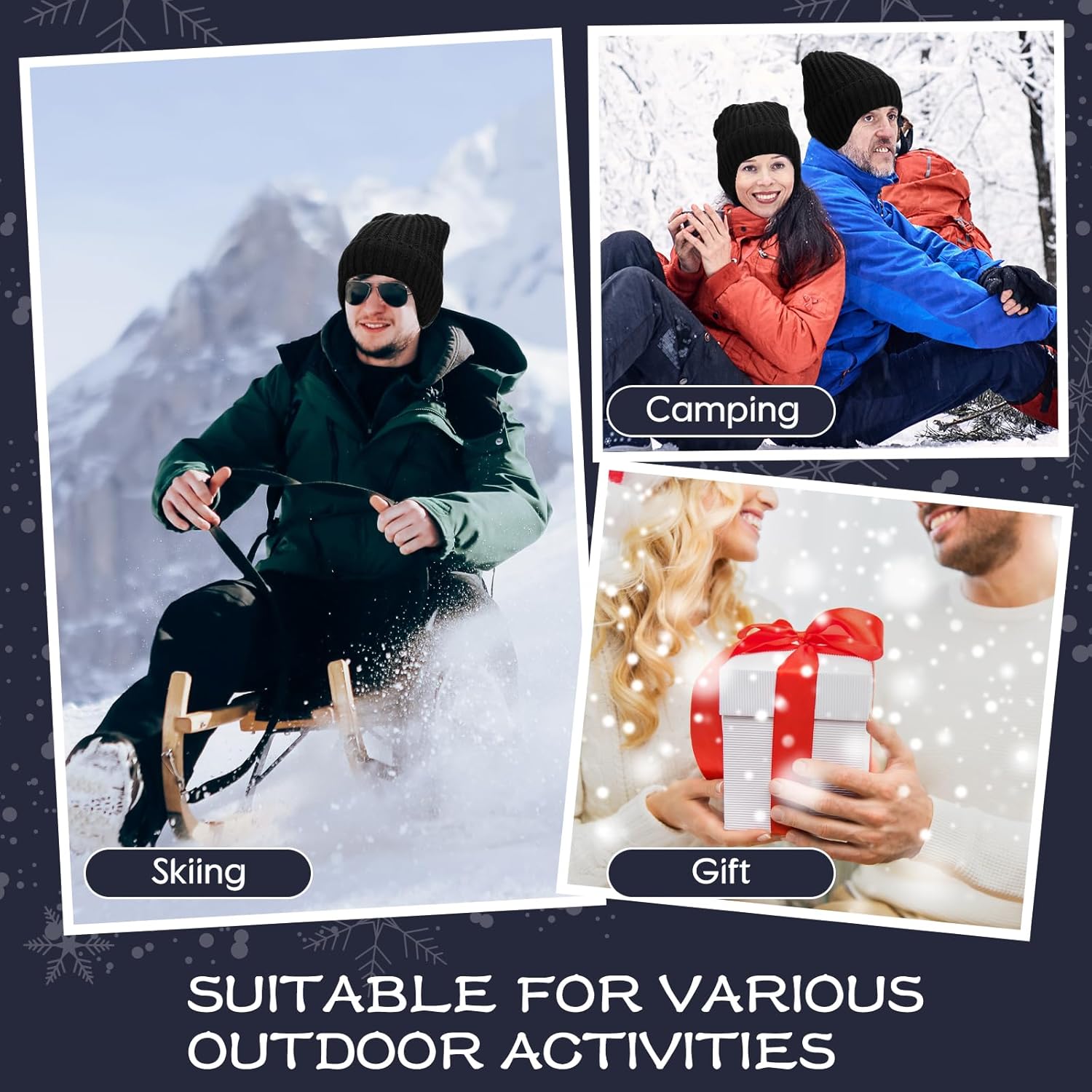 Jadive Winter Hat with Ear Flaps Knit Beanie Hats Beanie Cap Thick Warm Plush Lining Skull Cap for Women Men Outdoor Sports - Image 7