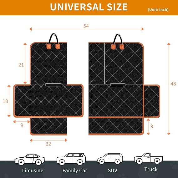 IVY&LANE Dog Car Seat Cover for Back Seat,Conversible 2-in-1 Waterproof Front Seat Cover,Heavy-Duty & Scratchproof Car Seat Protector Cover for SUVs, Trucks and Sedans