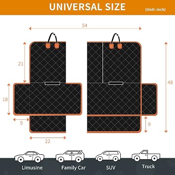 IVY&LANE Dog Car Seat Cover for Back Seat,Conversible 2-in-1 Waterproof Front Seat Cover,Heavy-Duty & Scratchproof Car Seat Protector Cover for SUVs, Trucks and Sedans