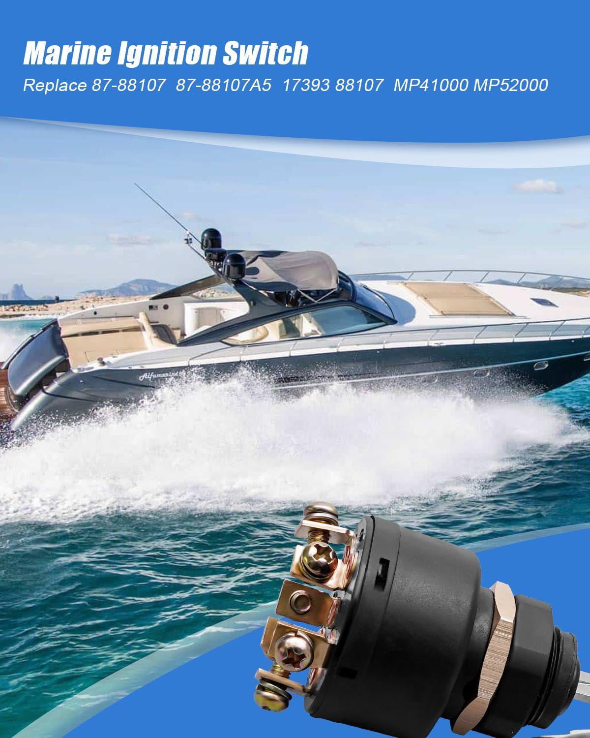 Ignition Switch Push to Choke Compatible with Mercury Marine Replace MP41000 87-88107 87-88107A5 17393 88107