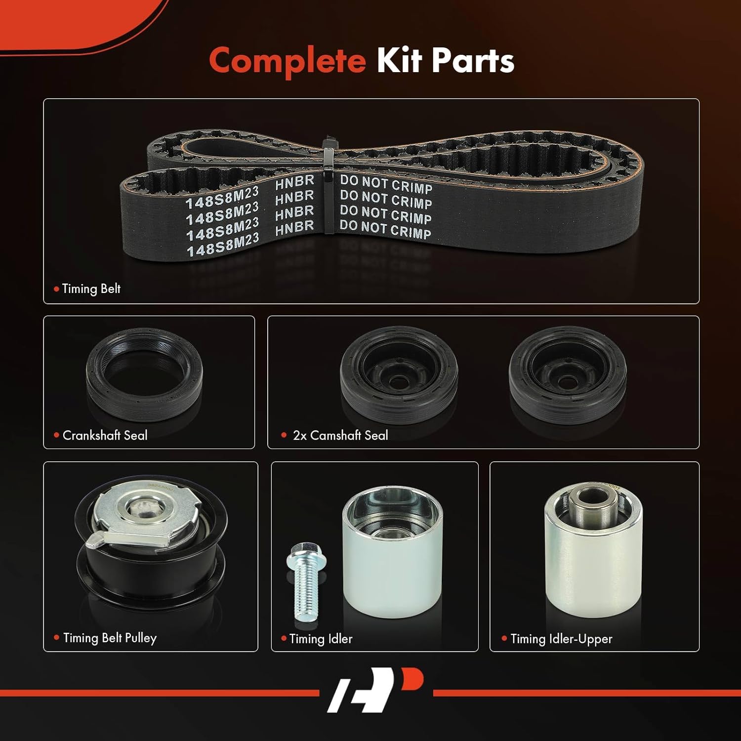 A-Premium Engine Timing Belt Kit Compatible with Volkswagen Jetta 06-08, Passat 06-08, Eos 07-09, GTI 06-09 & Audi A4 A4 Quattro 05-09, A3 A3 Quattro 06-08, TT 08-09, TT Quattro TTS Quattro 09-2.0L