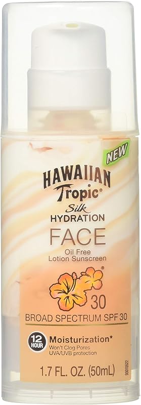 Protetor solar facial Hawaiian Tropic Silk Hydration SPF 30, loção, 50 mL, pacote com 2