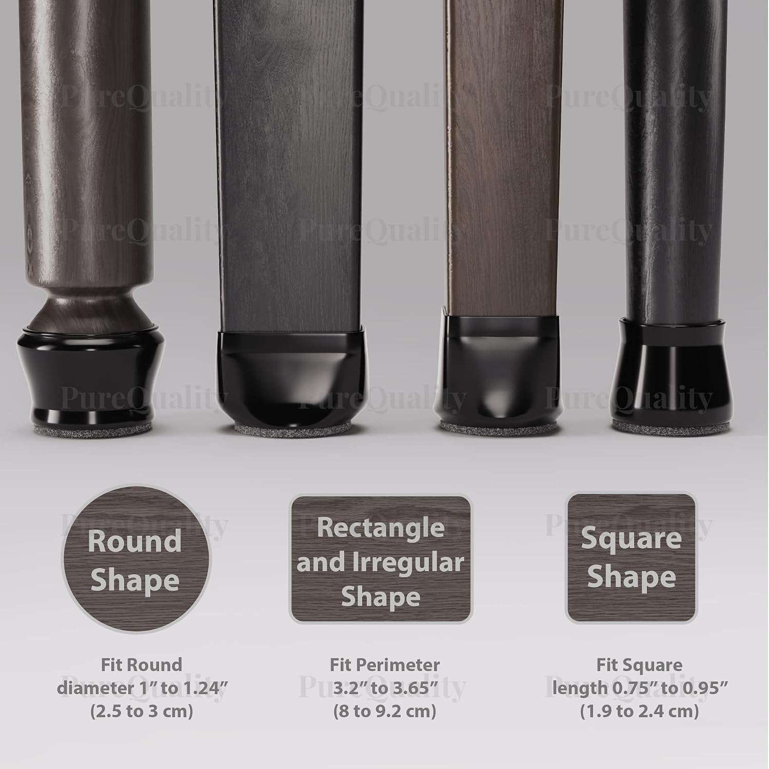 Small Heavy Duty Durable Chair Leg Floor Protectors - Midnight Black 16 pcs – Furniture Leg Protectors with Reinforced Felt pad Bottom. Protect Your Floors from Scratches and Reduce Noise