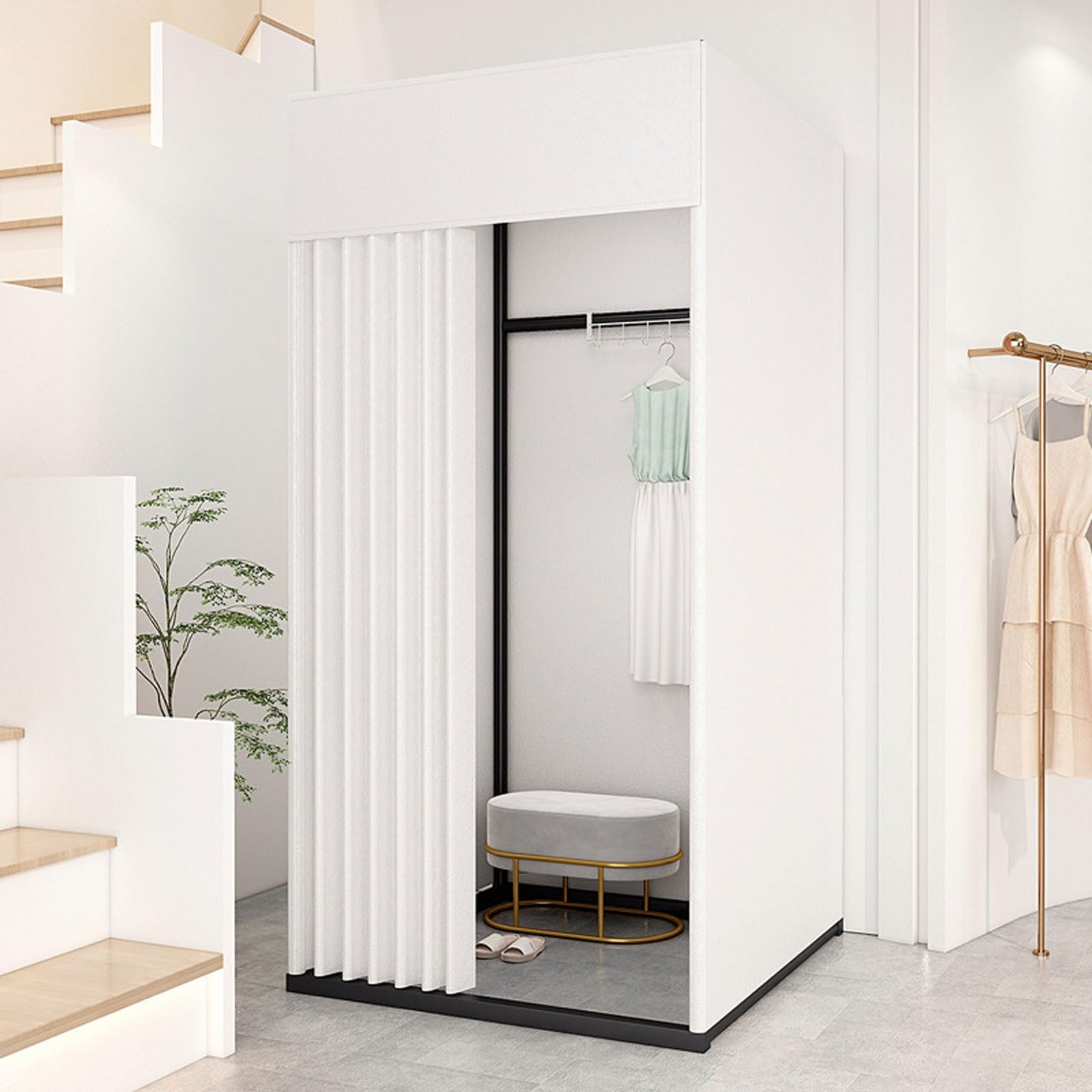 Przenośna składana garderoba - tymczasowy namiot rozkładany na zakupy na świeżym powietrzu - 3 rozmiary (biały 1 x 1 x 2 m) - idealny do przechowywania odzieży i akcesoriów