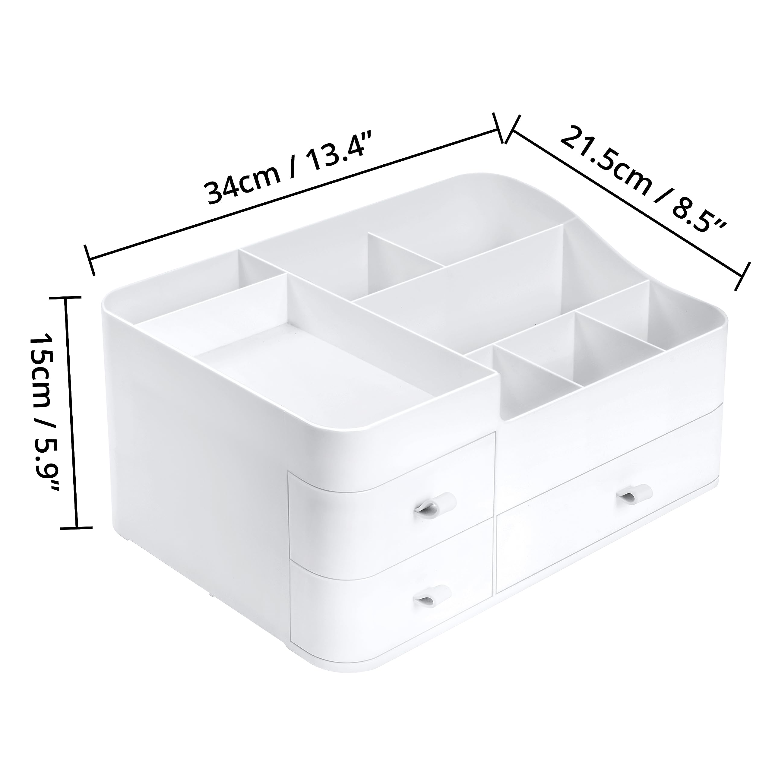 Winter Shore Organizzatore Trucchi Bianco - Grande Porta Trucchi Organizer per Cosmetici, Smalto per Unghie, Skincare - Scomparti Multipli e 3 Cassetti per Rossetti, Ombretti, Pennelli, Profumi