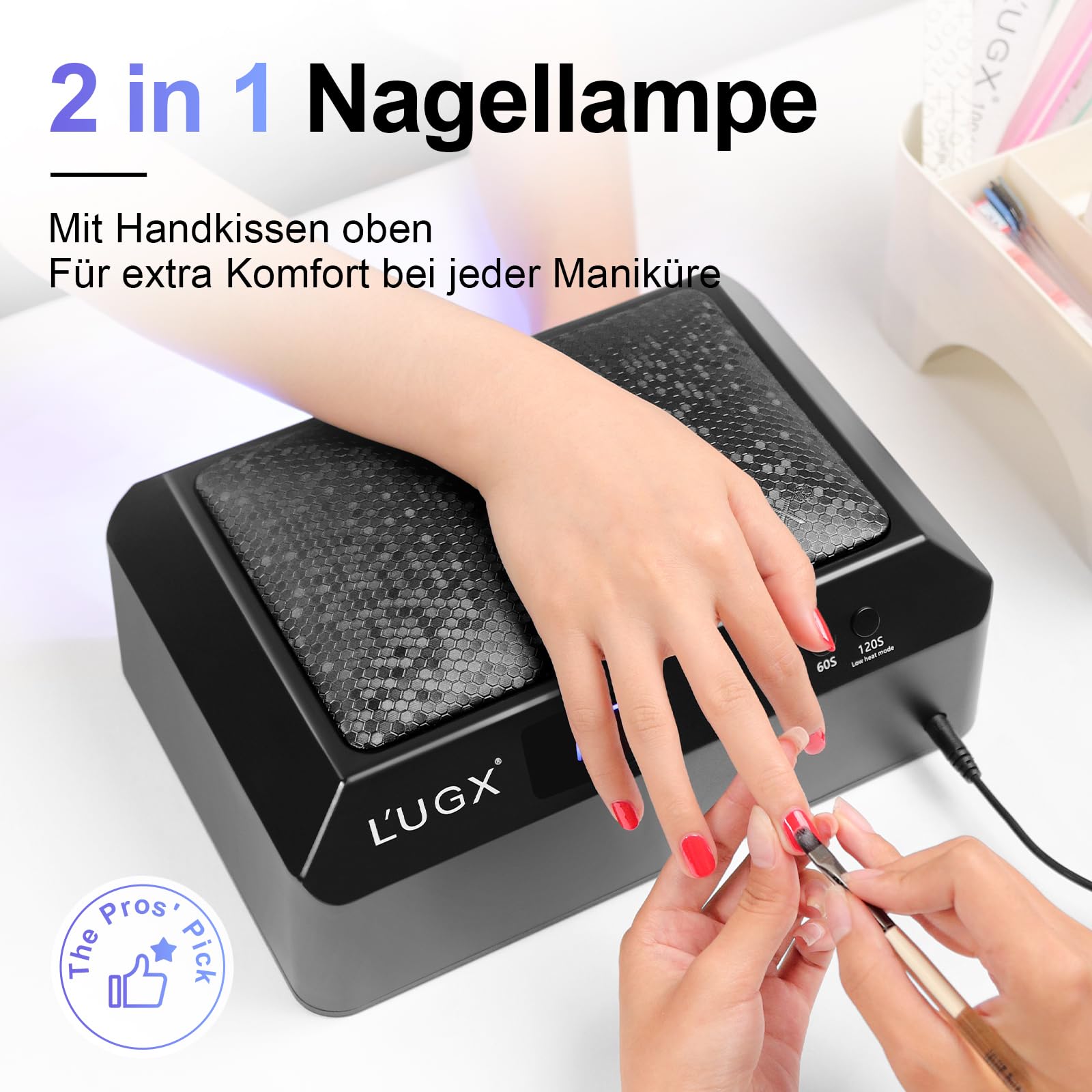 L'UGX UV Lampe für Gelnägel 72W – Professionelle Nagellampe mit Handauflage, große Led Lampe Nägel für Maniküre & Pediküre, Zuhause & Studio-Schwarz-205