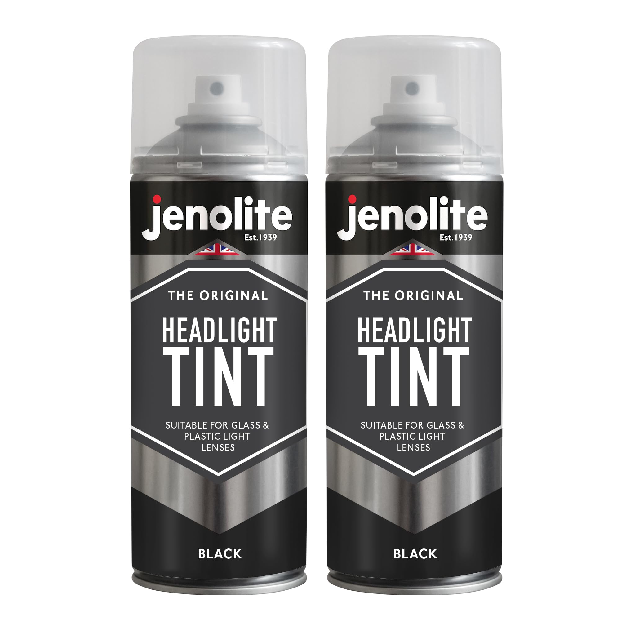 Jenolite Black Headlight Tint Spray Paint | | Tinted Lens Lacquer | Subtle Styling Lens Tint For Car Rear Lights | Suitable For Glass & Plastic Lenses | 2 X 400Ml
