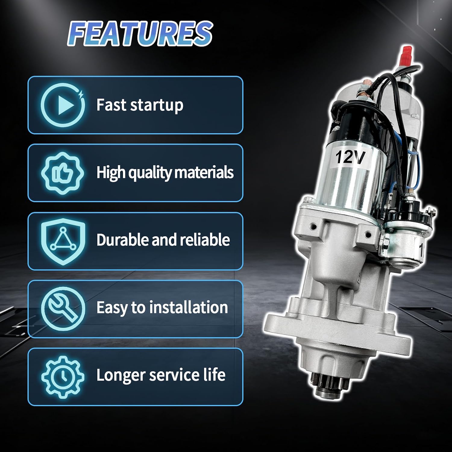 8201004 39MT Starter Motor 12V 11T Fits for Detroit Diesel GHG17 DD13 DD15 DD16 Engines, Replacement for Freightliner, Western Star, Newmar Supreme Aire, Renegade 61000704