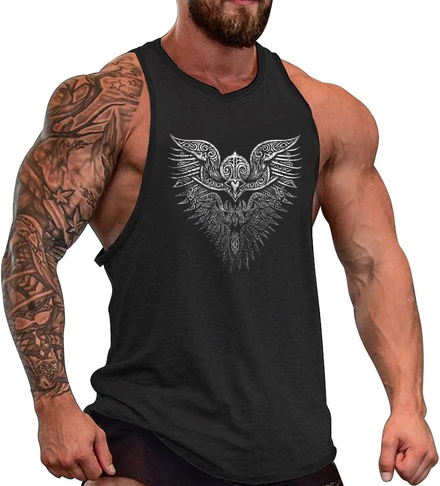 Novelty Printed Mens Tank Tops Gym Muscle Sleeveless T Shirts Breathable Loose Casual Workout Summer Tank