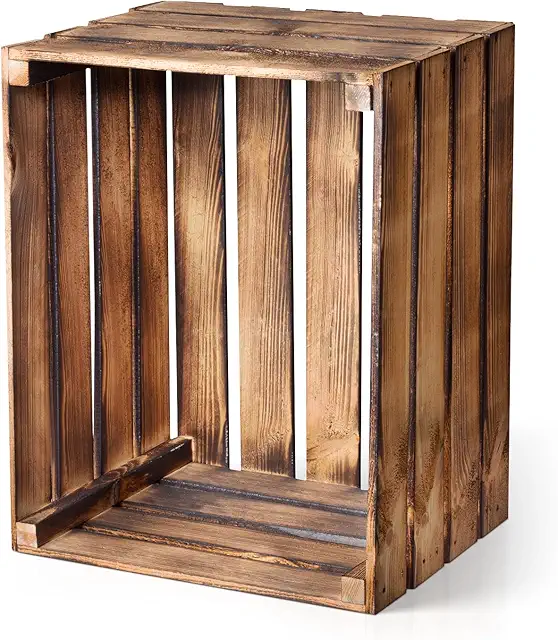 PINEEA Vintage Holzkiste - Obstkiste, Weinkiste, Deko-Box aus Kiefernholz 50x40x30