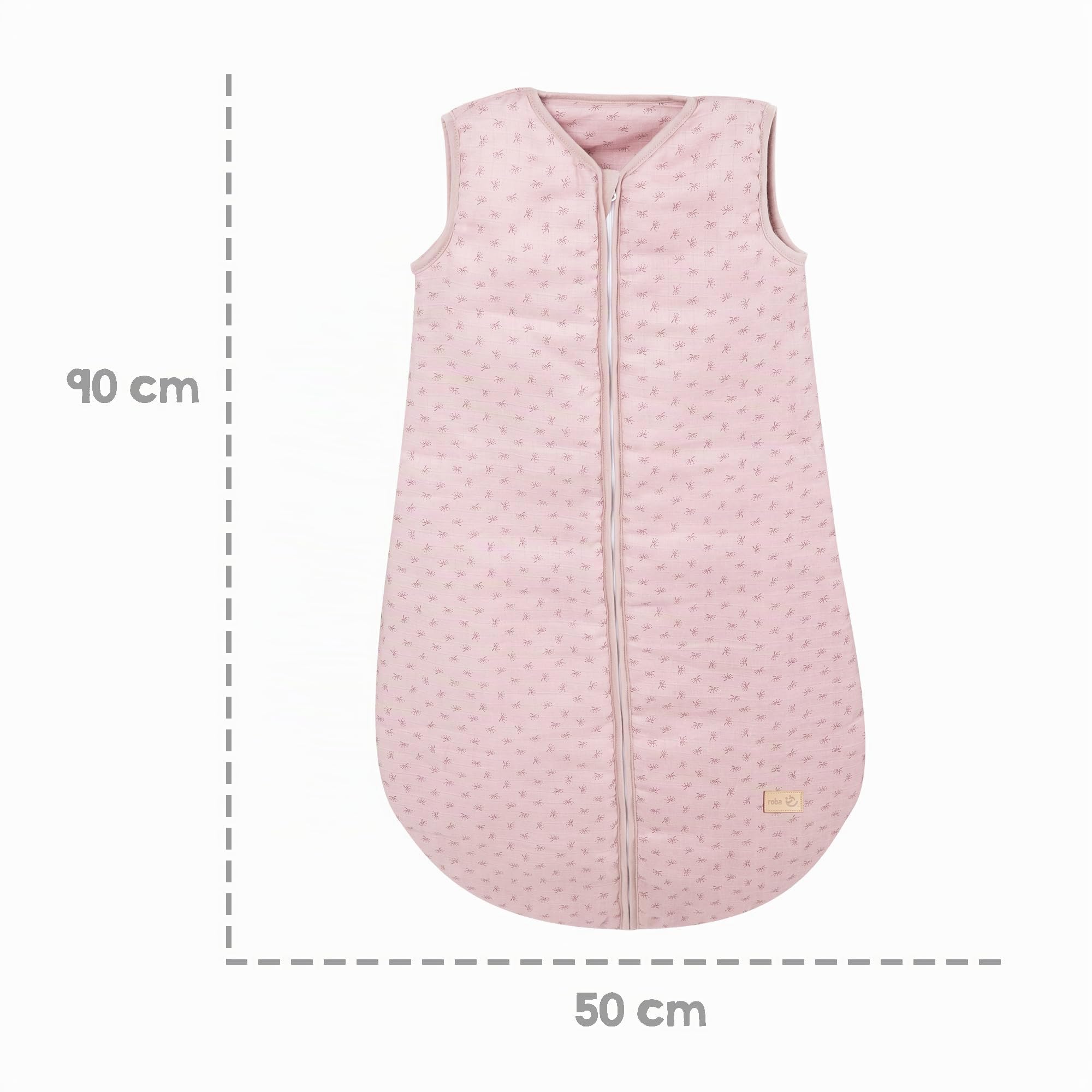 roba Babyschlafsack Lil Planet für Neugeborene - 90 cm - Ganzjahres Schlafsack aus Bio Baumwolle - Musselin GOTS - Rosa / Mauve