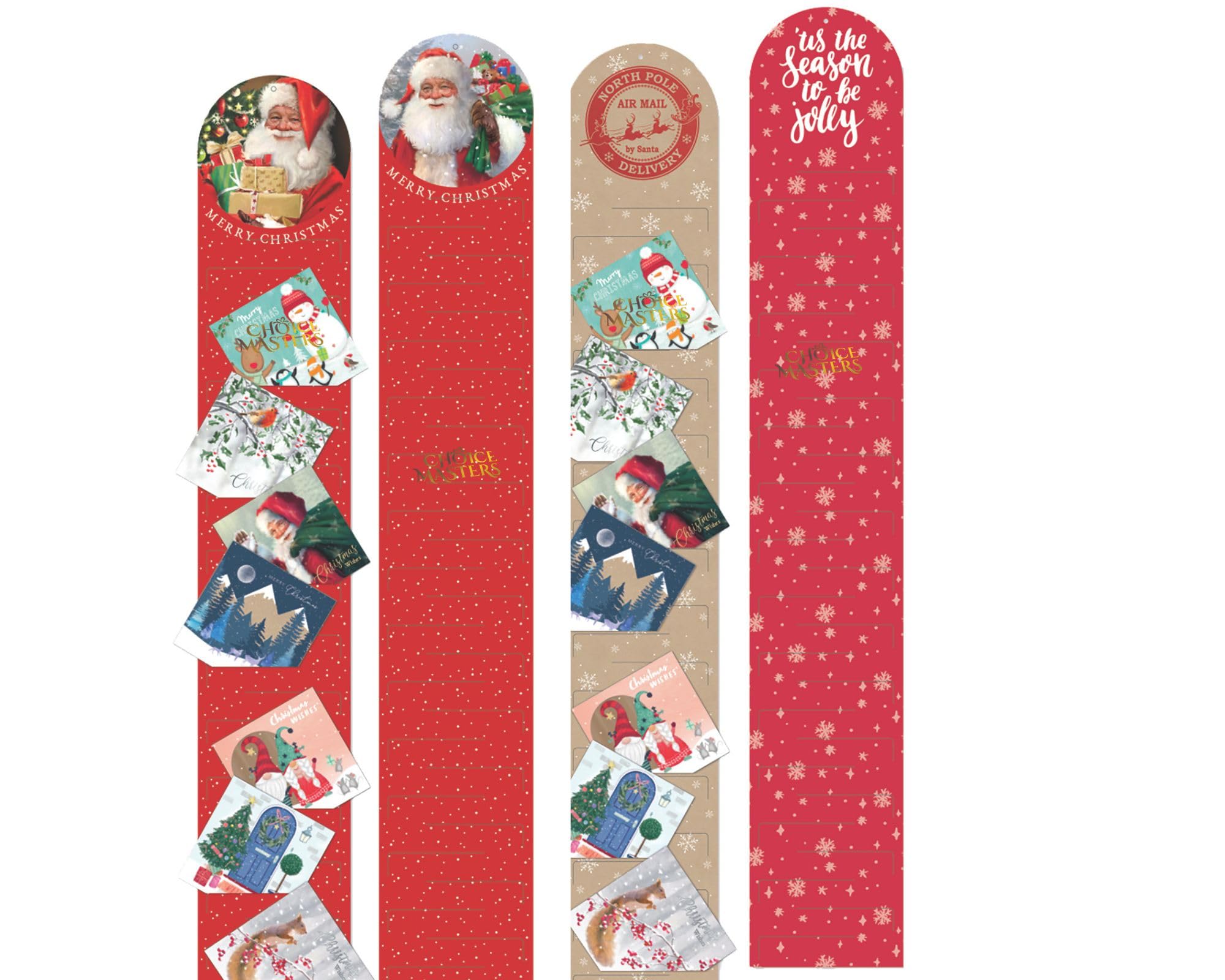 Tarjetero de Navidad | Diseño tradicional de Papá Noel | Diseños festivos de Papá Noel rojo y dorado | Ideal para Navidad, pared colgante, regalo, decoración del hogar y la oficina – Capacidad para 56