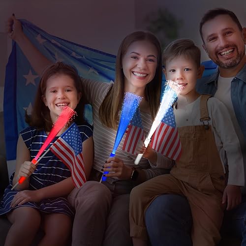 Miniatura 6 de Paquete de 12 varitas de fibra óptica de brillo azul a granel con 3 modos de luz para Pascua, 4 de julio, regalos de fiesta de Navidad