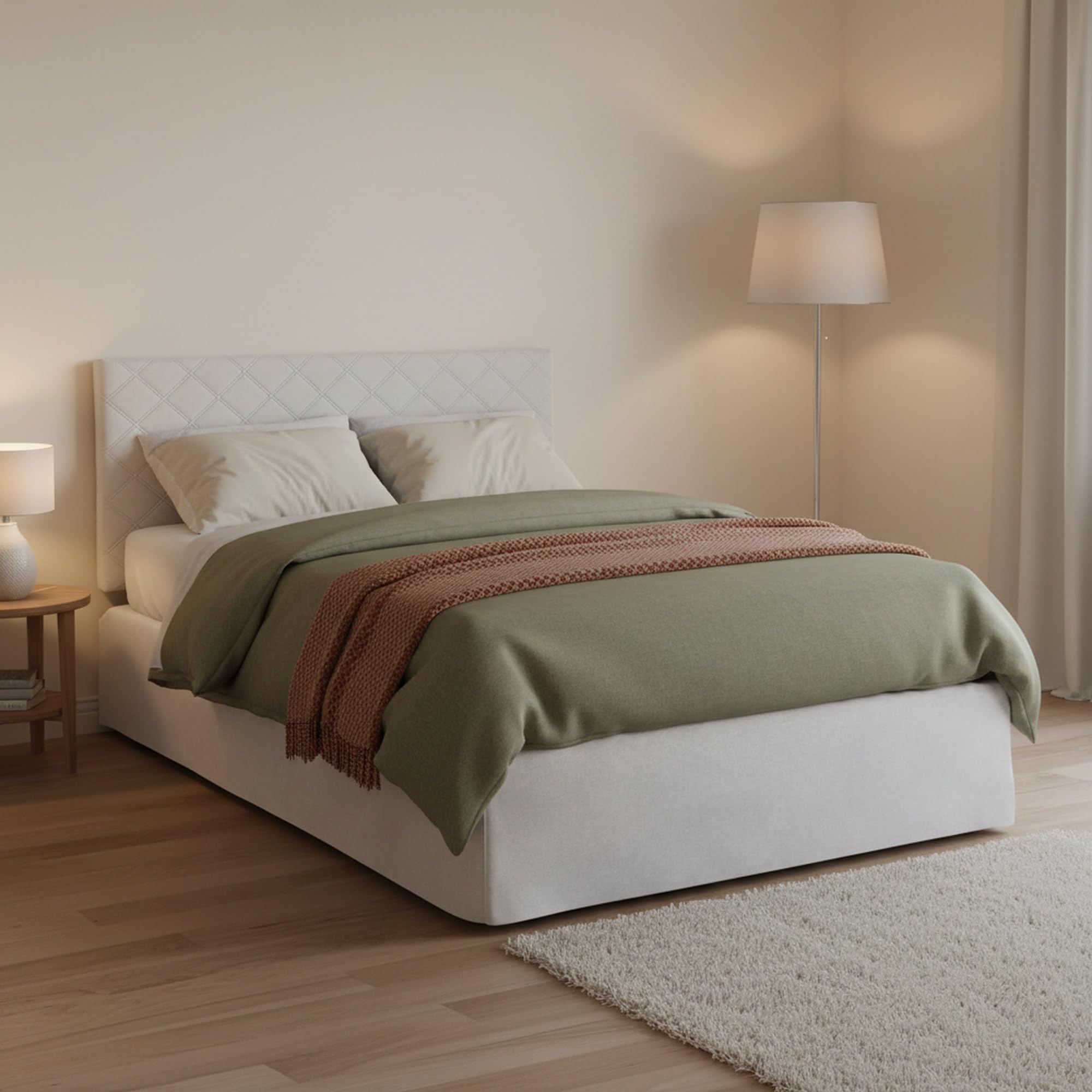 Talamo Italia Letto Piazza e Mezza Clea Bianco Sfoderabile Dimensione Materasso 120x190 cm, Imbottito