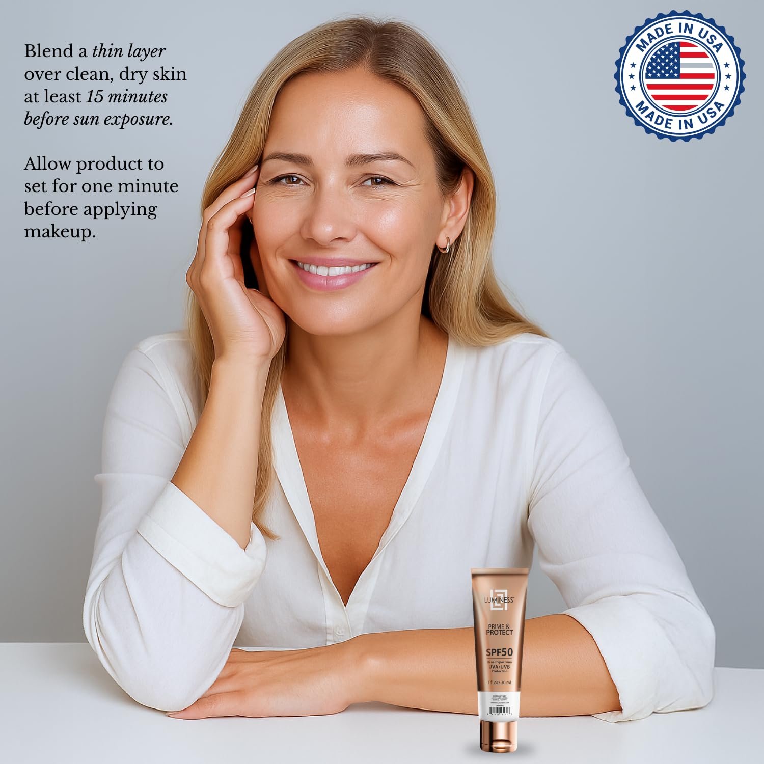 Luminess Makeup Primer & Broad Spectrum Sunscreen SPF 50 - Primer for Face Before Makeup with Sun Protection, Lightweight, Non-Greasy, Travel Size, Enriched with Vitamin E, For All Skin Types image 4