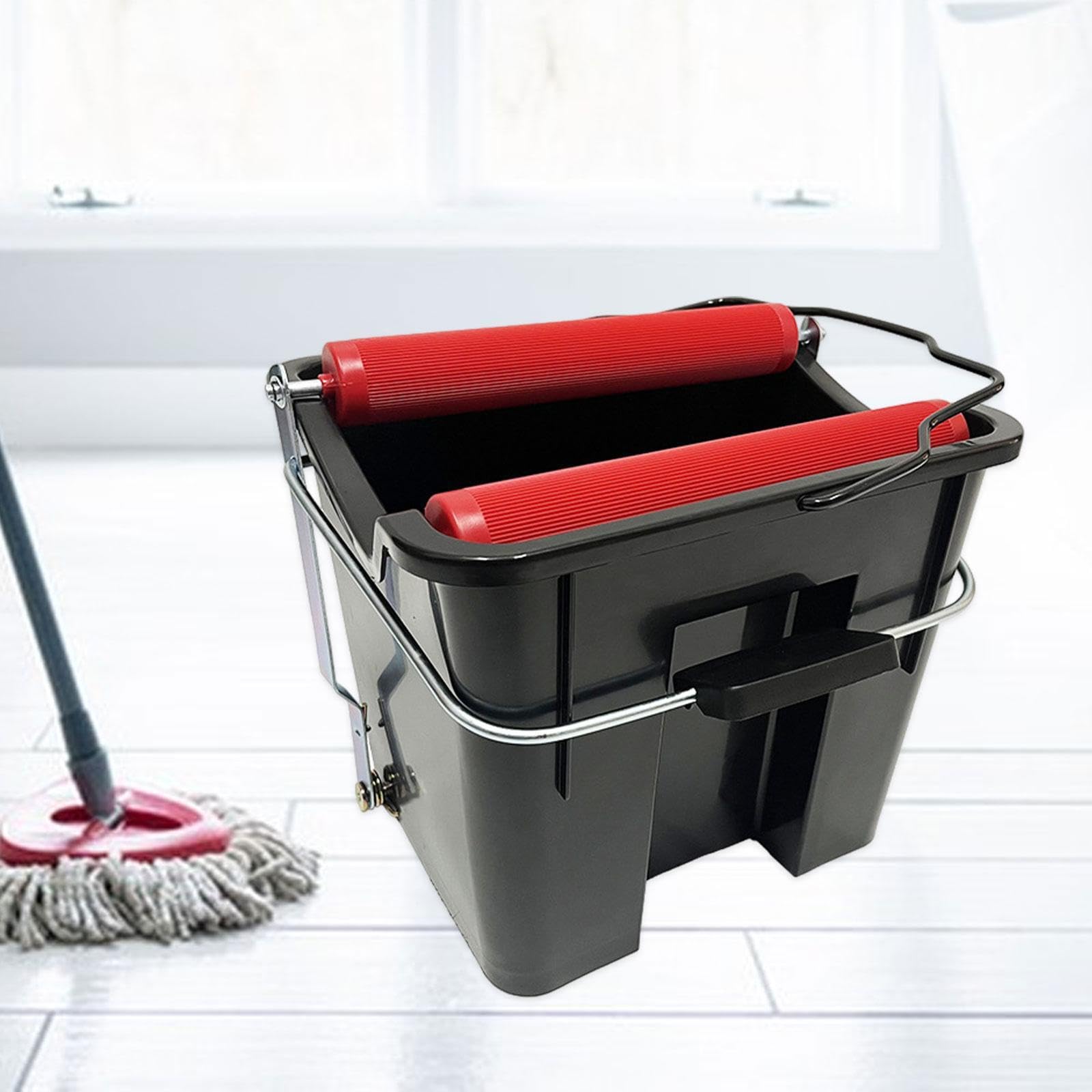 Cubo para trapeador con Pedal para Limpieza del hogar, Fabricado en Resistente, Color Negro, de 14 litros, con Accesorios exprimidos. El Cubo para trapeador es lo