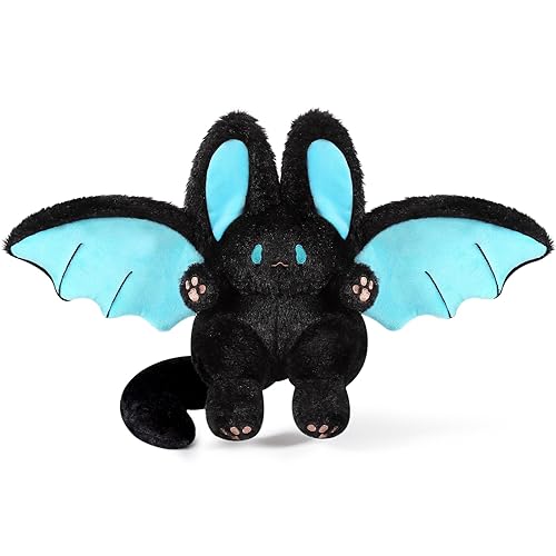PEACH CAT Kawaii Bat Bunny Plush Pillow Cute Bat Rabbit Stuffed Animal for Kids Black 12" - Black - 12 inch
