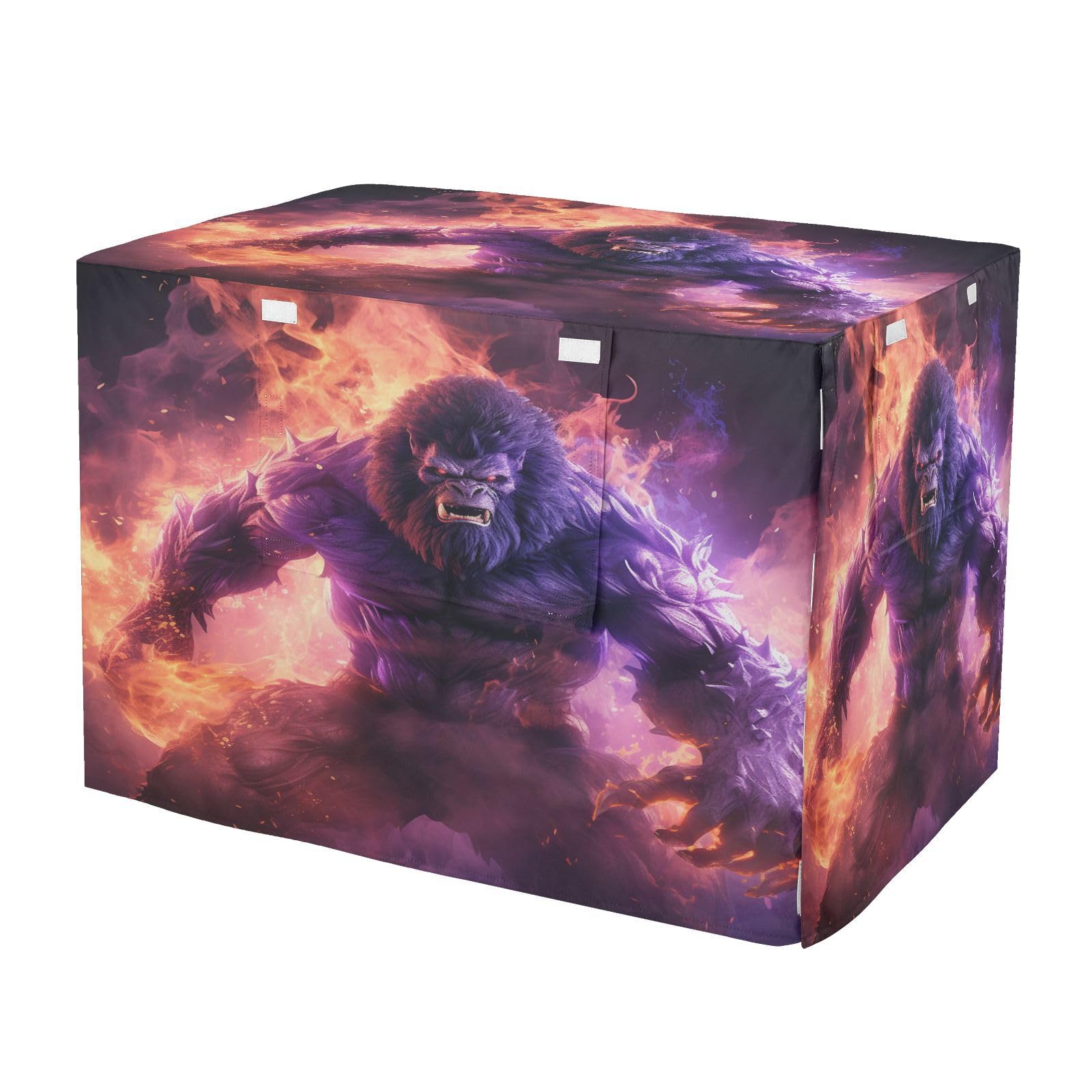 KAAVIYO Angry Gorilla Monkey Purple Fire Dog Cat Crate Cover,Waterproof Pet Kennel Covers for Animals Cages Indoor Outdoor