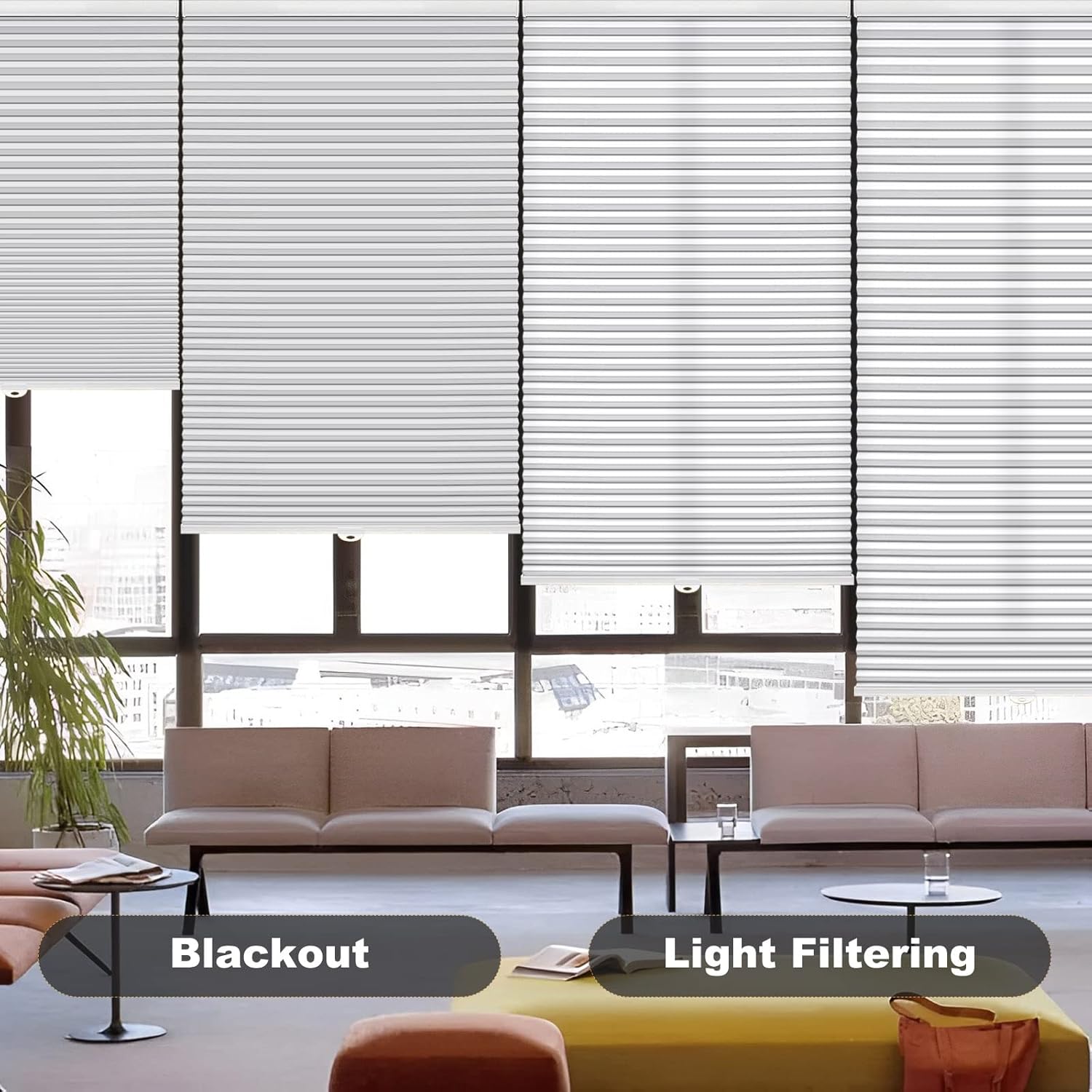 Custom Cordless Cellular Shades for Windows Blinds, Cordless Blinds Honeycomb Blinds for Home, Room Darkening Cellular Door Blinds for Kitchen, Easy to Install (Light Filtering, White)