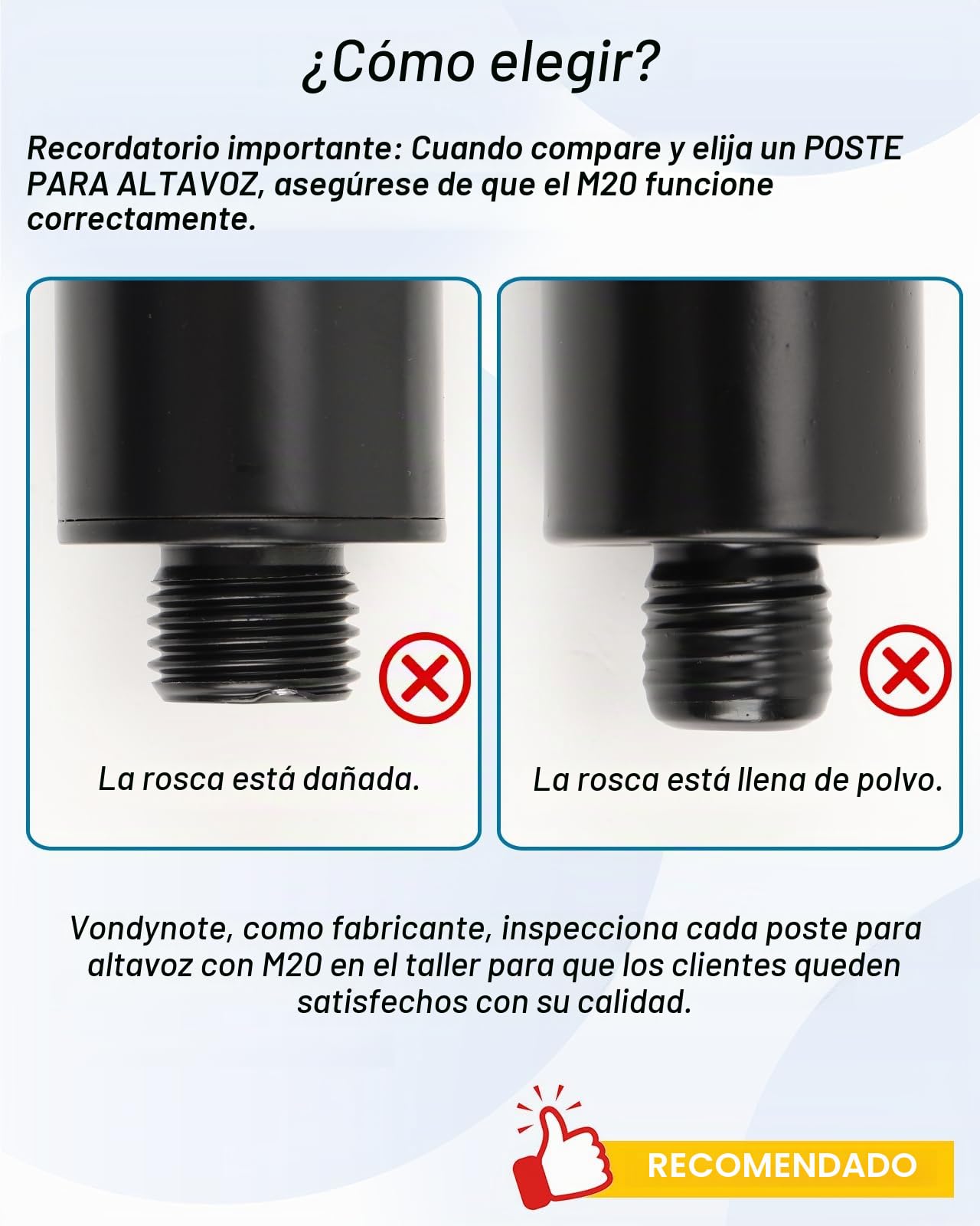 Vondynote Juego de 2 Postes de Altavoz para subwoofer de Altura Ajustable para Montaje roscado M20 y Extensor de Altavoz de Montaje de 35 mm