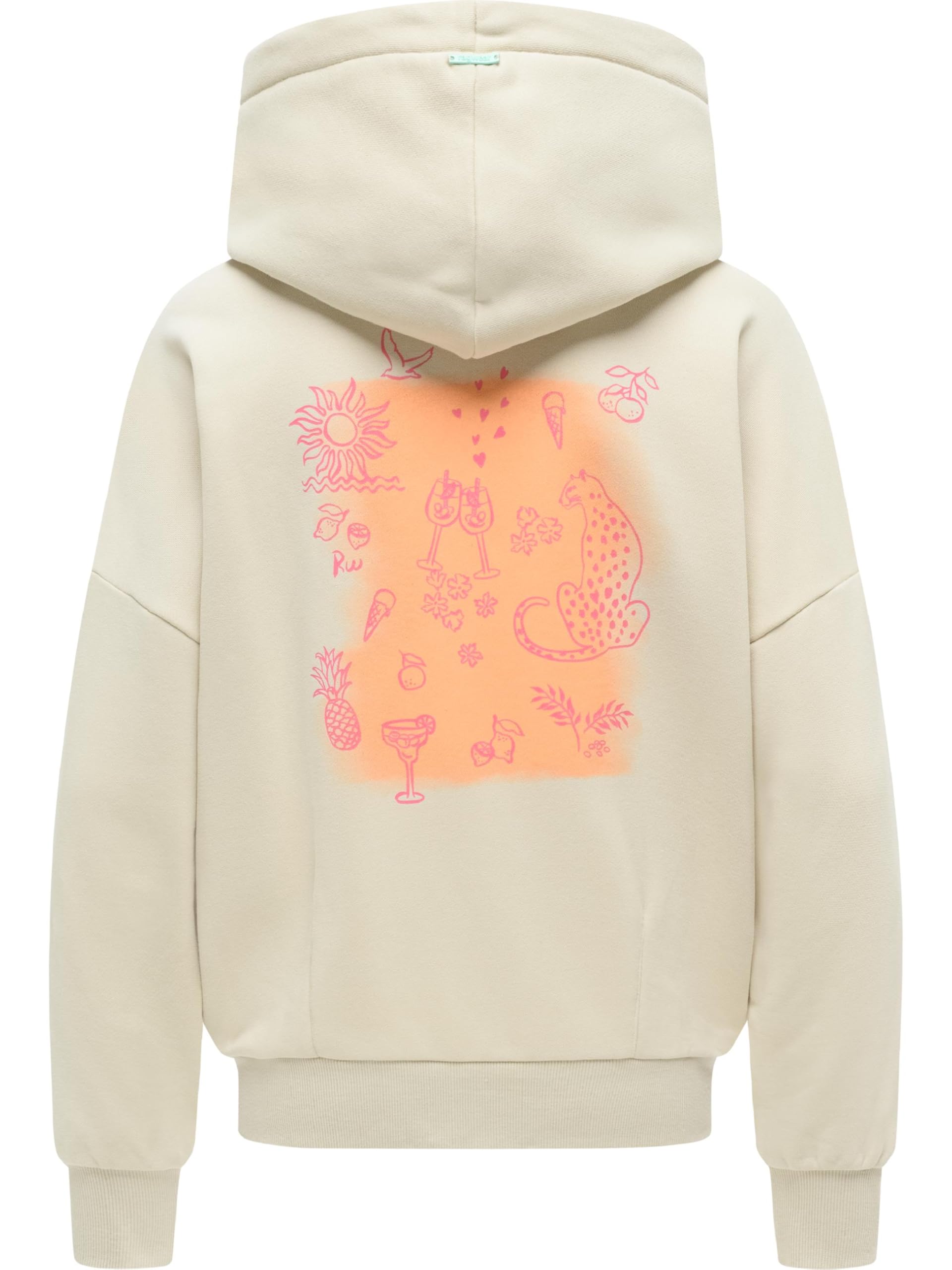 Ragwear Damska luźna bluza z kapturem oversize, przytulna bluza z kapturem z modnym nadrukiem i kapturem Pirita PP XS-3XL