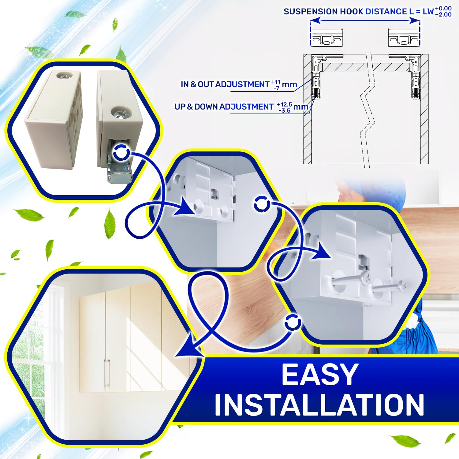 Set of 2 Pieces Kitchen Cabinet Wall Brackets, Load Capacity up to 130 kg on 2 Kitchen Cupboard Brackets Left and Right - Image 4