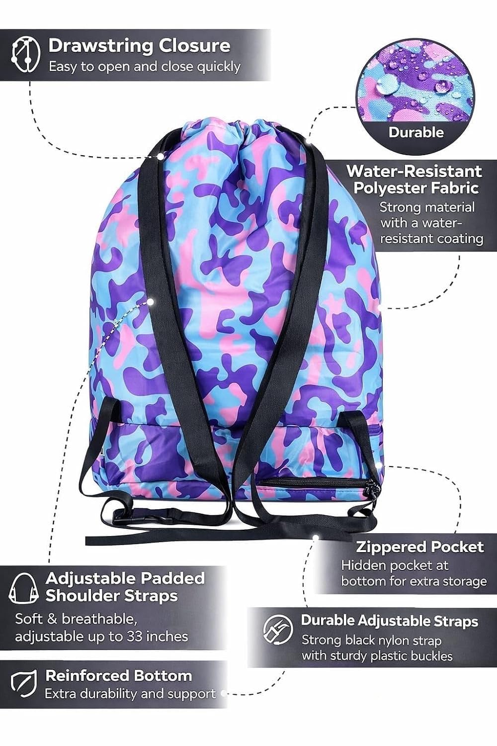 TERA 13 Swimming Bag for Kids Cartoon Print Shoulder Bag Large Capacity Backpack for Boys Girls |Adjustable Straps, 44 cm β 1 Piece (items of 1) 2