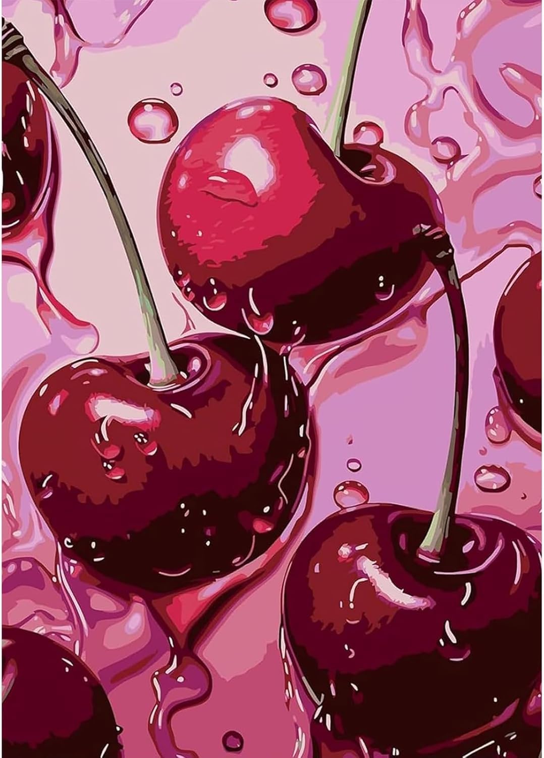 srkspyfd 5d diy diamond painting kit for adults, cherry fluid art diamond art kit, 30x40cm hd waterproof canvas with shiny diamonds, relaxing craft for beginners and modern bedroom wall decor