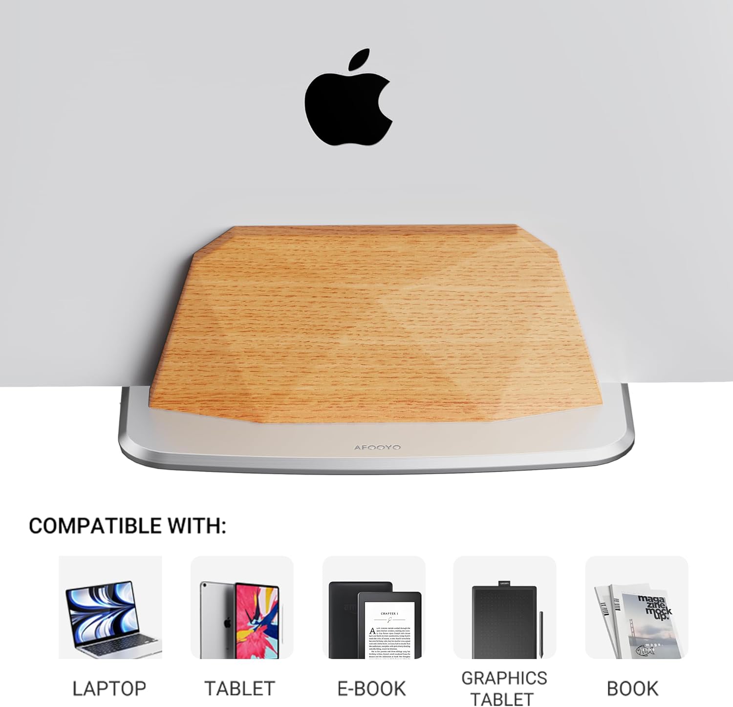 AFOOYO Vertical Laptop Stand - Wooden Adjustable Laptop Holder,Desktop Dock Compatible with All MacBook, Surface,Chromebook,Dell & More(Beechwood)