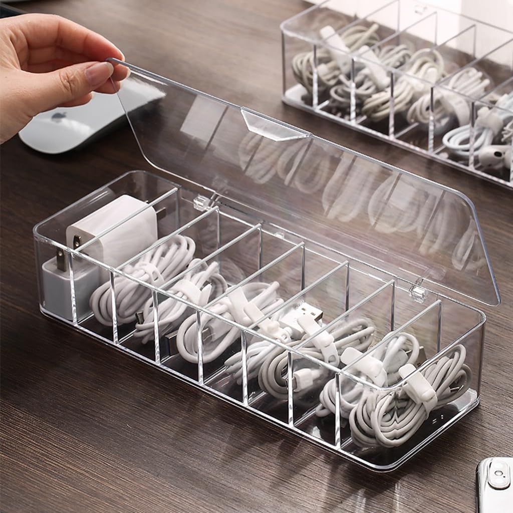 Photo 1 of Moritic cord organizer box, 10.2 x 3.5 x 2.2in, Desktop Cord Organizer with Compartments (1)