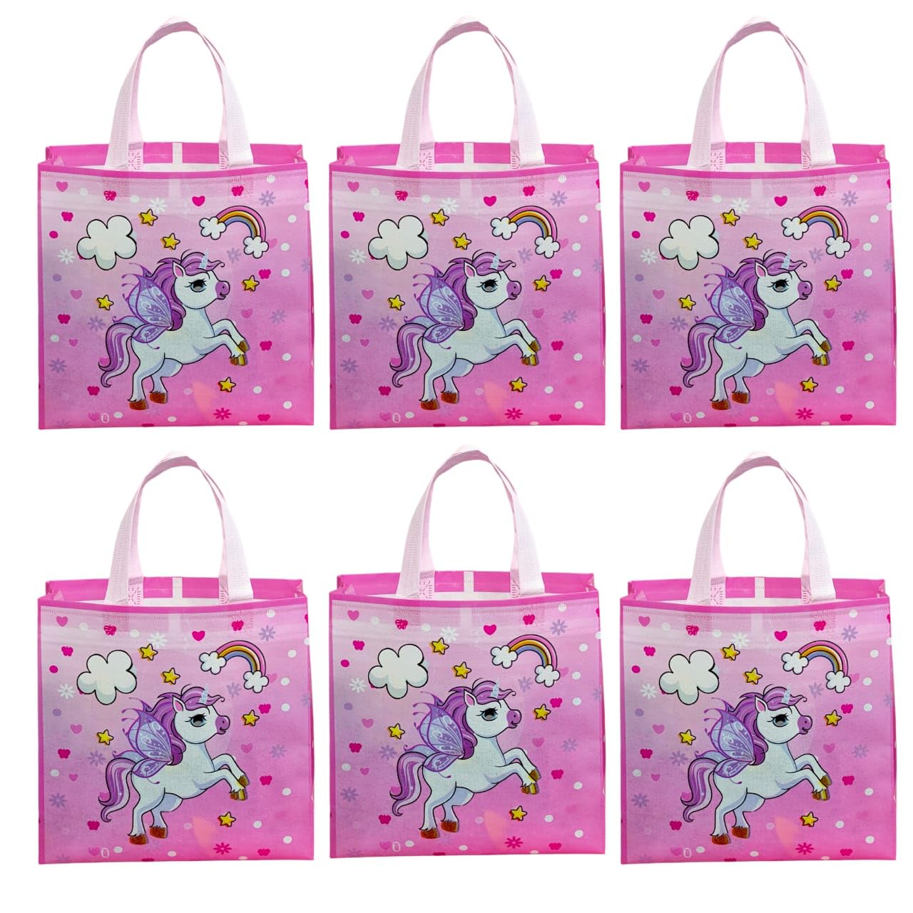TERA 13 Gift Bag for Kids, Unicorn Theme Carry Bag for Girls, Return Gifts Bag for Kids, Multipurpose Reusable Carry Bag, Birthday Gifts Party Bag, Shopping Bags (4pcs)