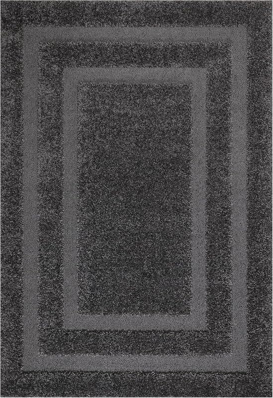 Image of Shaggy Rugs 6X8 FEET Soft and Cozy Carpet for Living Room & Hall, Bedroom, and Kids Room Non-Slip, High Pile, Machine Washable, Perfect for Any Room (Dark Grey)