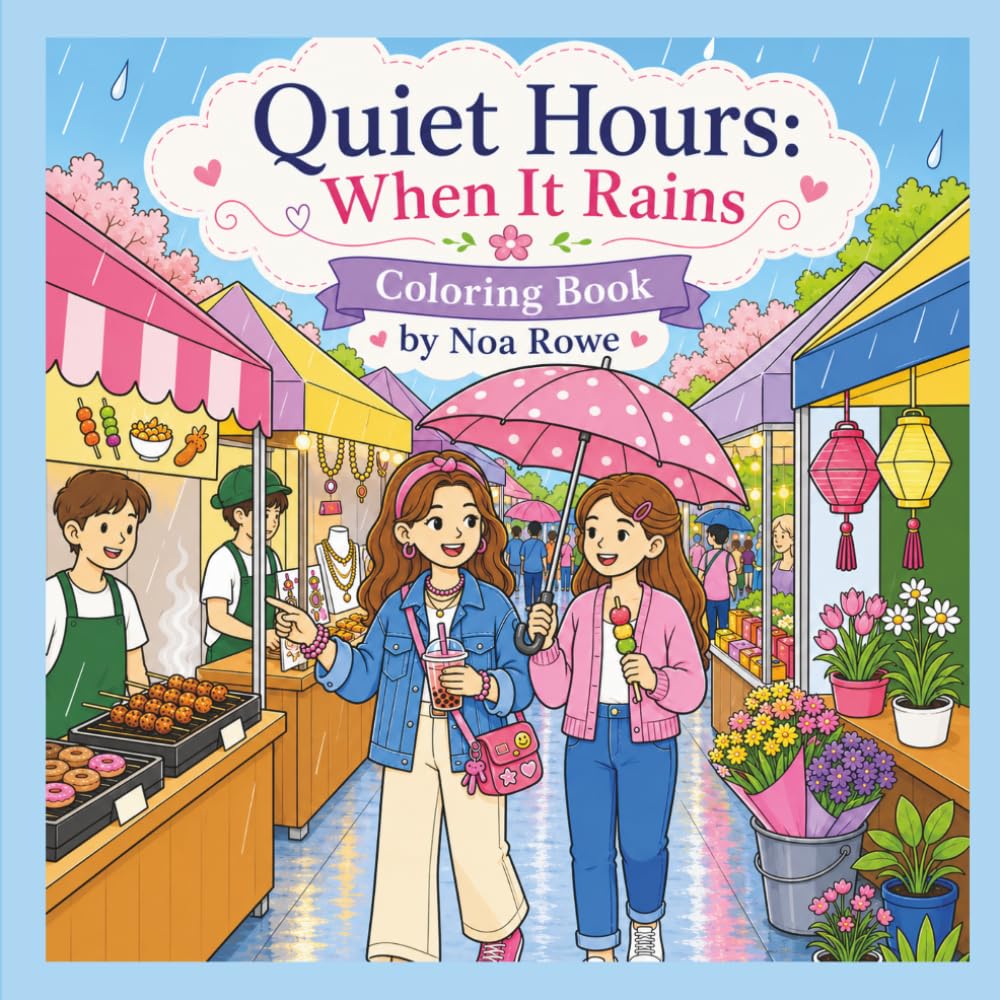 Quiet Hours: When It Rains: Bold & Easy Cozy Coloring Book for Adults & Teens Featuring Rainy Days, Warm Cafés, Cozy Homes, Gentle Moments & Peaceful Everyday Life
