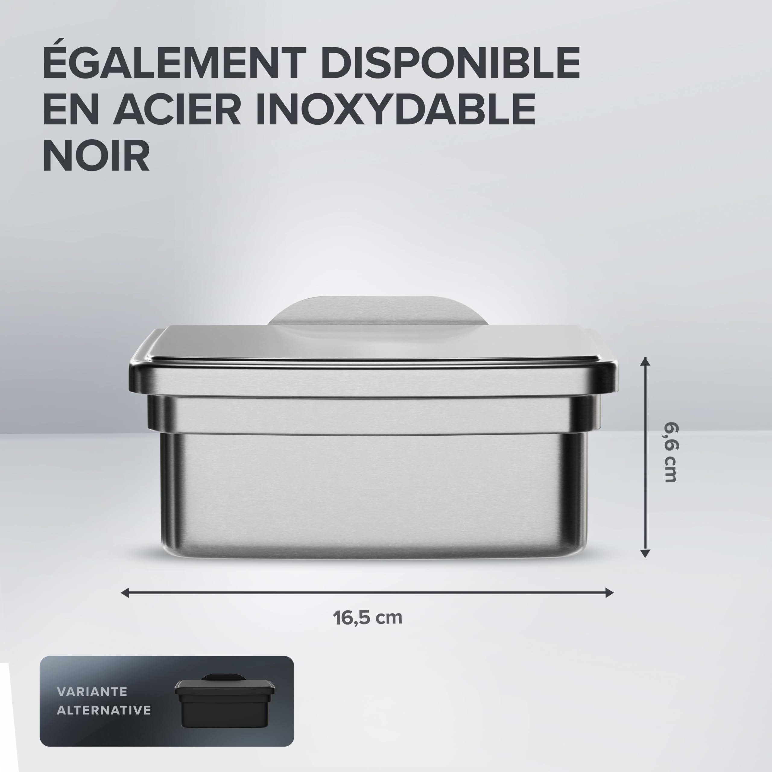 ovimar Boîte pour lingettes humides avec couvercle Egense | acier inoxydable poli argenté | sans percer | Pour que les lingettes cosmétiques restent toujours fraîches grâce à la boîte de rangement