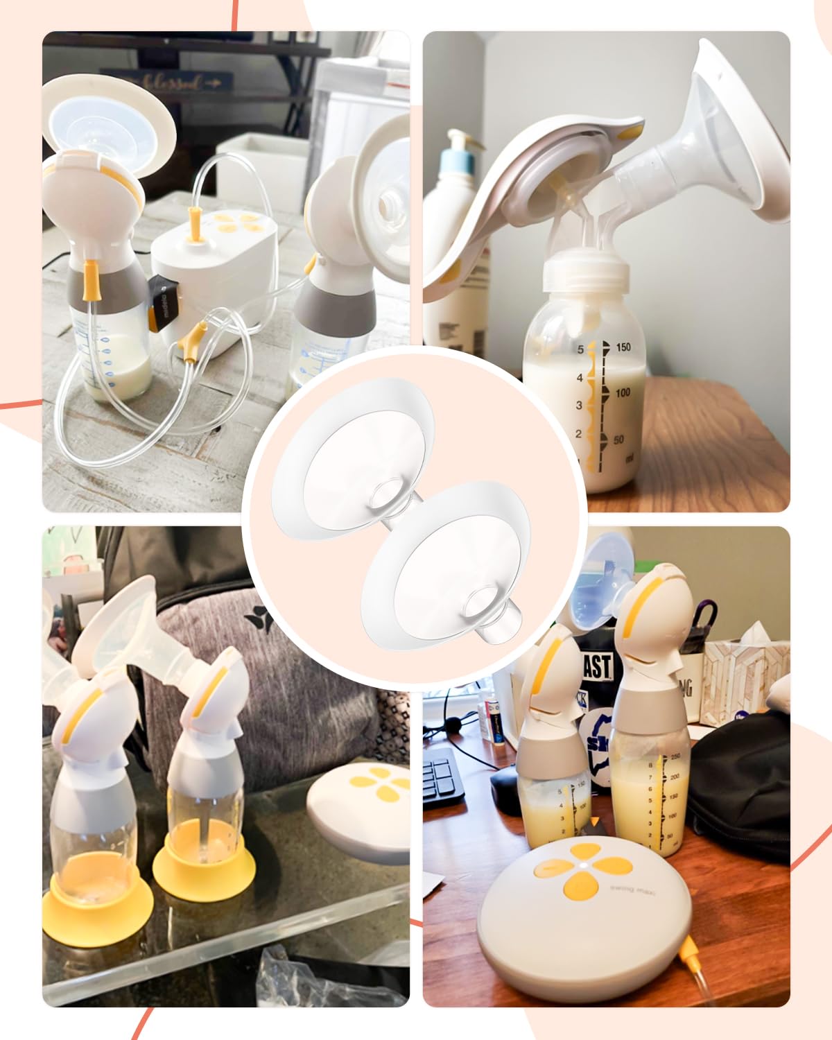 2 couvre-tétons 15 mm en matériau souple pour tire-lait Medela, bord Softflex à angle large 105°, spécialement conçus pour Medela Pump in Style, Symphony, Freestyle, Sonata, Maxflow, Signature Pro
