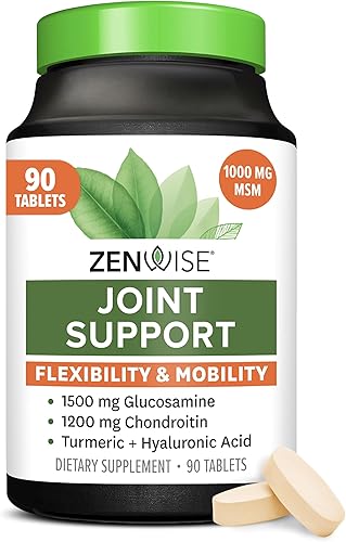 Zenwise - Suplemento de apoyo articular 1500 mg de glucosamina 1200 mg de condroitina 1000 mg de MSM y ácido hialurónico para alivio avanzado