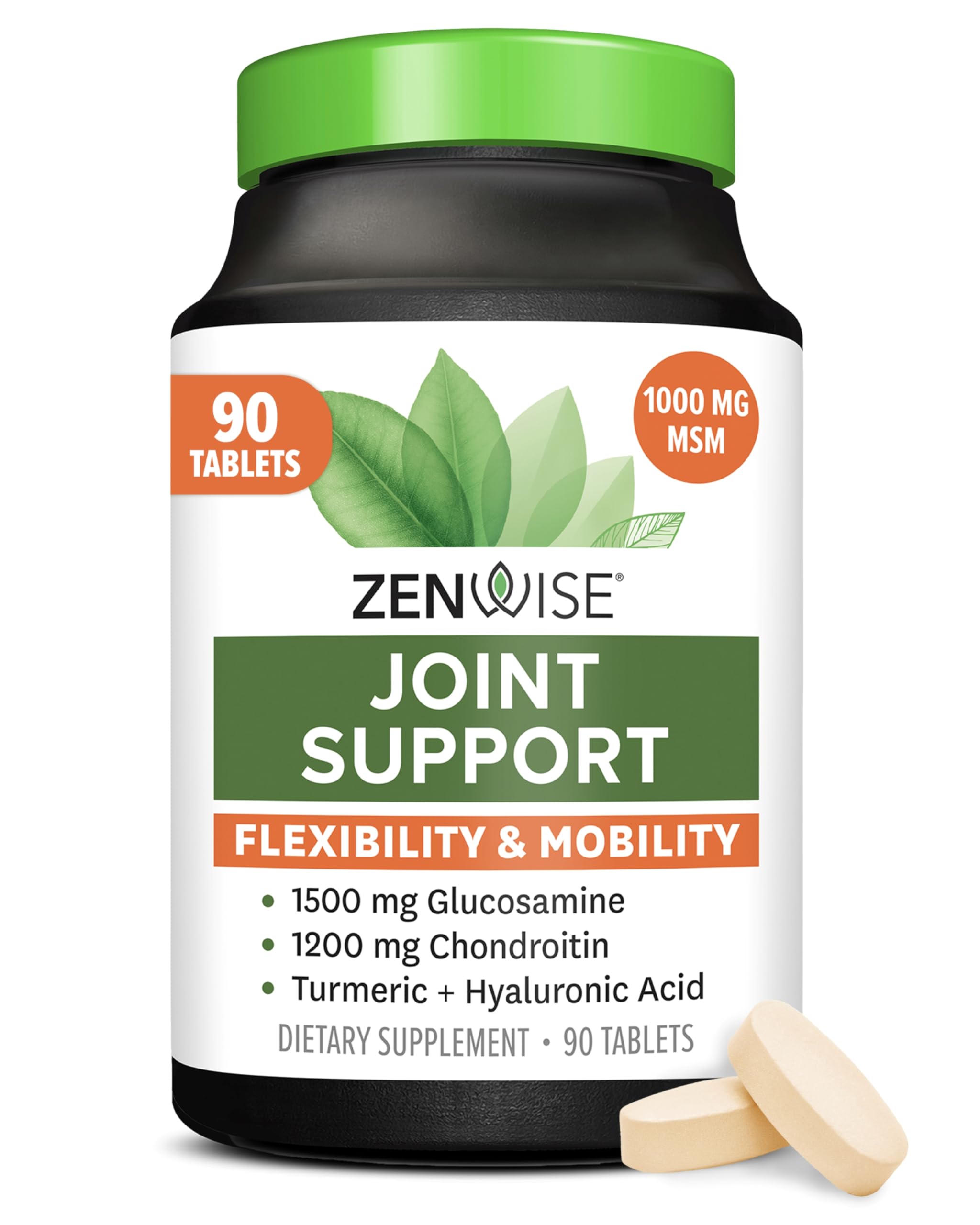 Zenwise HealthJoint Support Supplement with Glucosamine Chondroitin MSM, Curcumin & Sulfate - Joint Health for Women & Men - Mobility & Flexibility Support for Knee, Cartilage & Bone - 90 Count