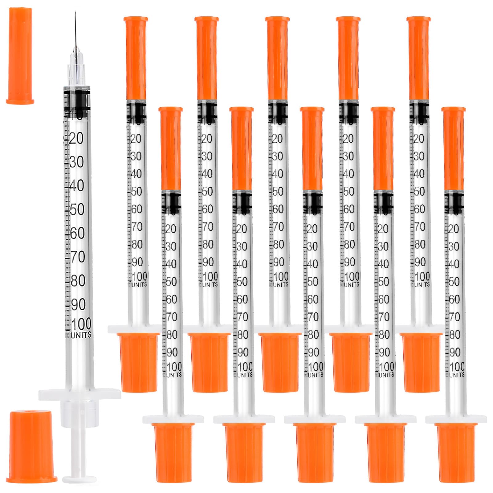 Photo 1 of 100PACK U-100 Syringes 30G 5/16" (8mm) 1ml/cc, Disposable Syringe, Lab Supplies, Individual Wrapped, Pack of 100