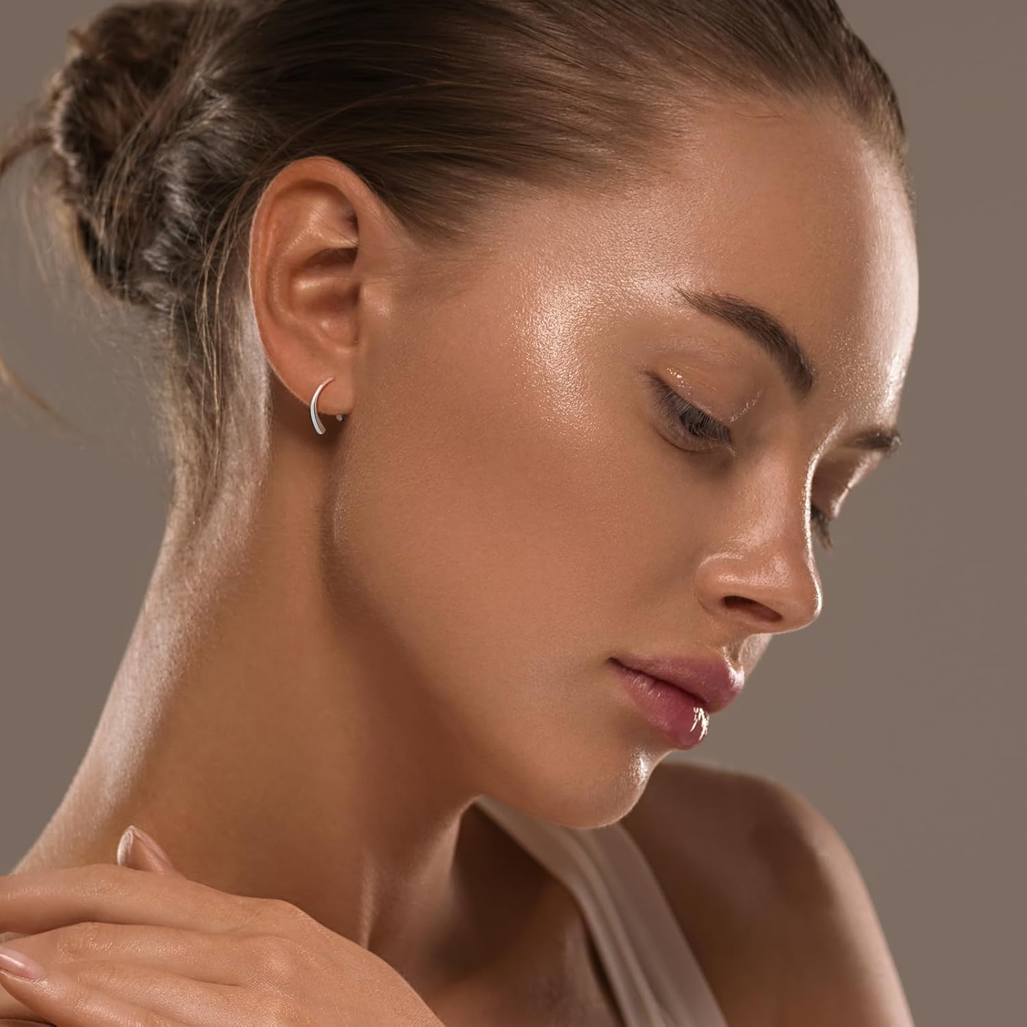 Pull Through Earrings S999 Sterling Silver Earrings Threader Earrings for Women Hypoallergenic Dangle Hoop Earrings Drop Earrings for Women Trendy - Image 3