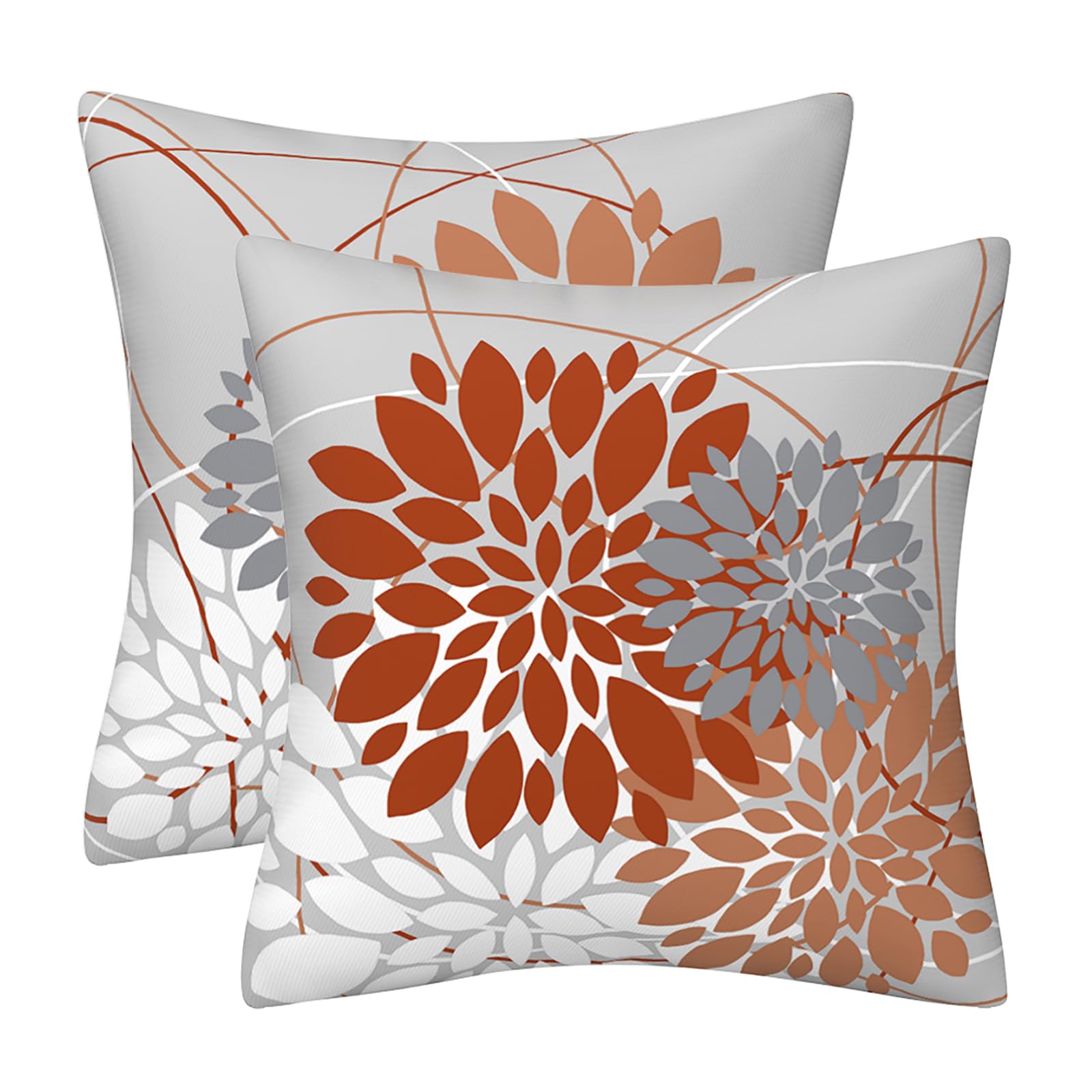 Drmstow Orange Pillow Covers 18x18 Inch Dahlia Fall Throw Pillows Farmhouse Outdoor Home Decorative Pillow Cushion Cases for Couch Bed Living Room, Set of 2 — image 1