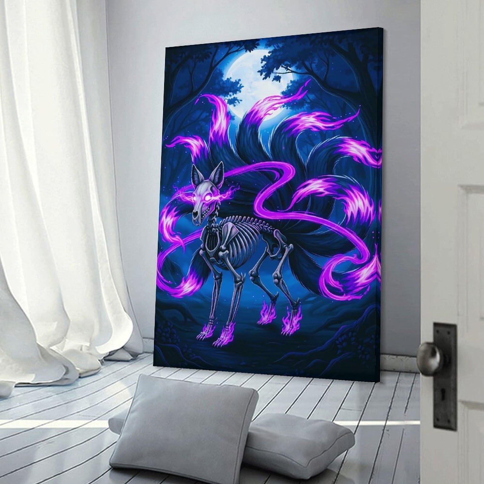 Junmoney Frame-Style-19 Nine-Tailed Fox Skeleton Room Decor Wall Art 20X30inch(50X75cm), For Entrance Walls, Hall Decor Or Foyers, A Neat Decor Update For Hallways