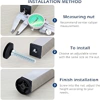 JJQHYC M10 x 50 mm Állítható Bútorláb Csavar - Fekete Szintező Láb Bútorokhoz, Asztalokhoz, Szekrényekhez 4