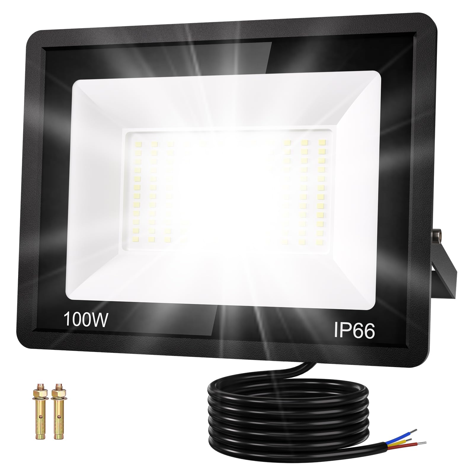 ICRGB LED Strahler Außen,50W 5000LM Superhell Spotlight Außenleuchte Flutlichtstrahler (6500k Kaltweiß), Ip66 Wasserdicht Led Scheinwerfer Innen Flutlicht Für Sportplätze,Garagenhöfe