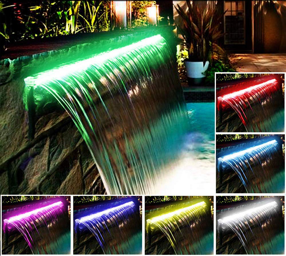 Générique Grande Largeur Lame d'eau Cascade en Acrylique 120cm 1m 20 / avec LEDs intégrées/Bluetooth/WiFi/Télécommande